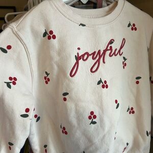 H&M Cream Joyful Kids Sweater 5/6T with , embroidered text. Used good condition